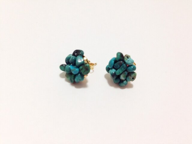 ターコイズ ビジュー ピアス/イヤリングの画像1枚目