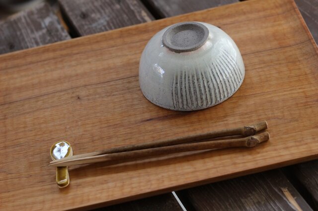 chouette.omi お茶碗 グレー御影 白 しのぎの画像1枚目
