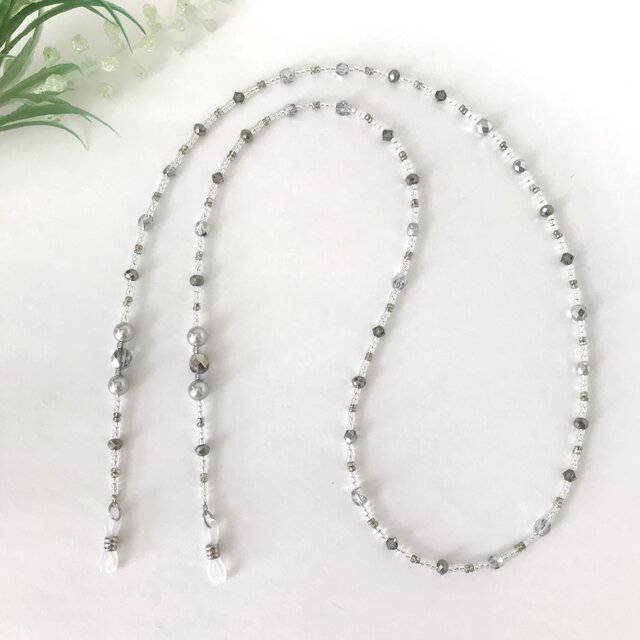 チェコガラス メガネチェーン グラスコード メガネストラップ シルバー