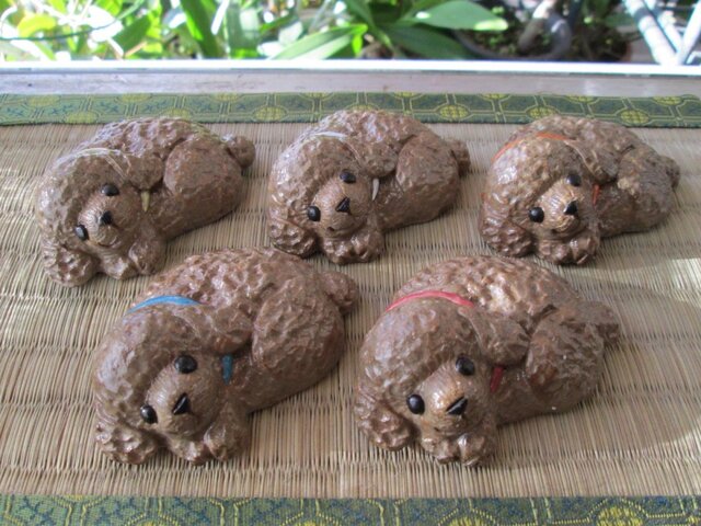 トイプードルの箸置き(茶)5個セットの画像1枚目
