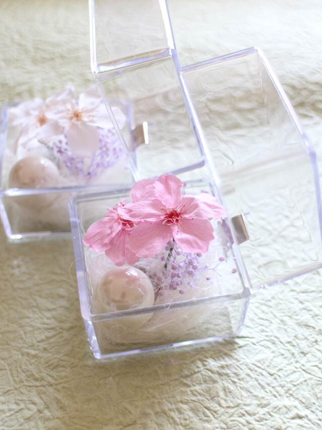桜のプリザーブドフラワー「ミニキューブ・さくら（ピンク色）」 | iichi ハンドメイド・クラフト作品・手仕事品の通販