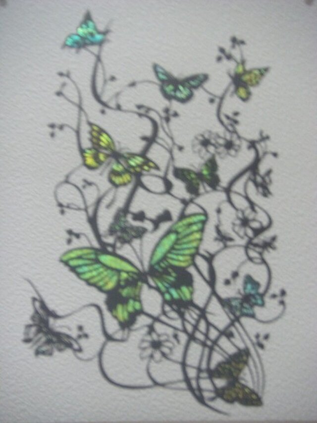 切り絵:乱舞(色つき)の画像1枚目