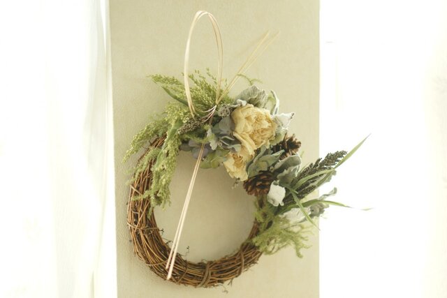 冬。。wreath blue×ivoryの画像1枚目