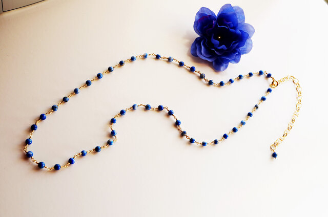 ラピスラズリ ネックレス Petit pierre Lapis lazuli amulet necklace N0008の画像1枚目