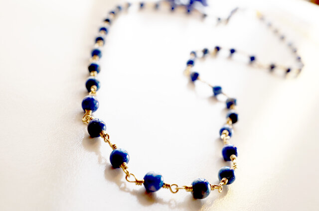 ラピスラズリ ネックレス Petit pierre Lapis lazuli amulet necklace N0008 iichi  日々の暮らしを心地よくするハンドメイドやアンティークのマーケットプレイス
