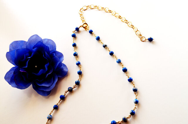 ラピスラズリ ネックレス Petit pierre Lapis lazuli amulet necklace N0008 iichi  日々の暮らしを心地よくするハンドメイドやアンティークのマーケットプレイス