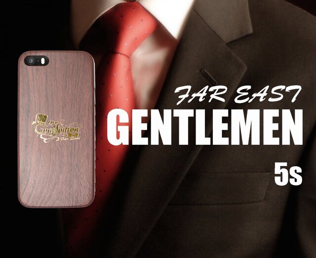 《FAR EAST GENTLEMEN》 iPhone5/5s 箔押しゴールド...超軽量ウッド調ケースの画像1枚目