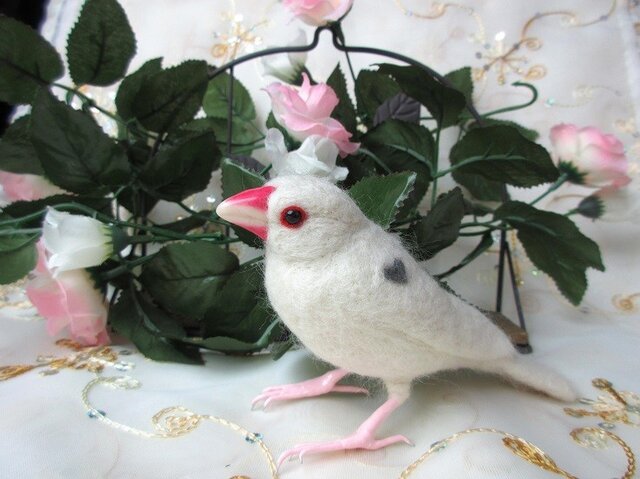 羊毛フェルト 白文鳥の画像1枚目