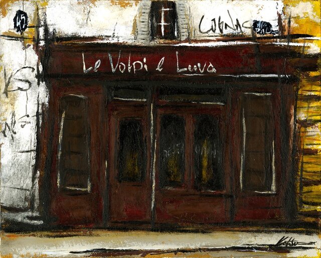 風景画 パリ 油絵「BAR Le Volpi e L'Uva」 | iichi