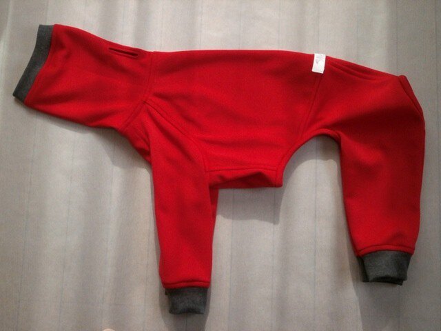 犬服 O様オーダーメイド品:フルスーツ 赤50cmの画像1枚目