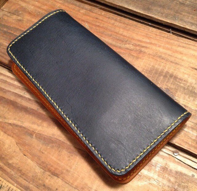 ITLIAN LEATHER LONG WALLET two-tonetypeの画像1枚目