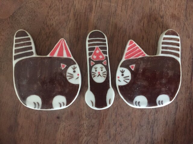 パーティお面猫の箸置きセット/068の画像1枚目