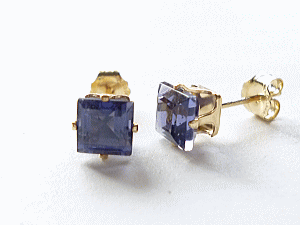 Square Iolite ピアスの画像1枚目