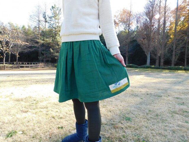 ダブルガーゼ♪グリーン ゴムスカート♪の画像1枚目