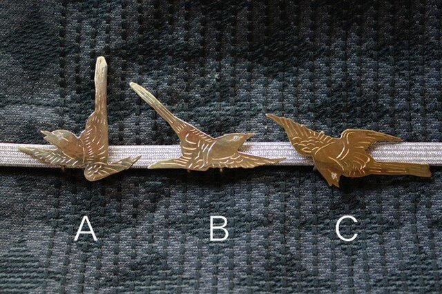 鳥の帯留め(真鍮)の画像1枚目