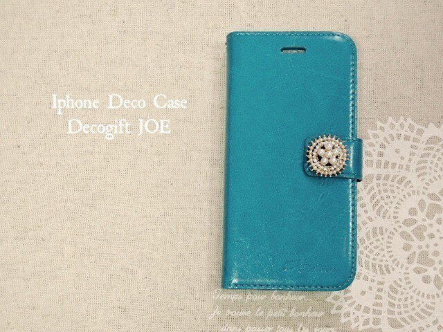 なめらかレザー♡iPhone6/6sケース ヴィンテージスタイル グリーンブルーの画像1枚目
