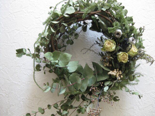 ユーカリとグリーンローズのwreathの画像1枚目