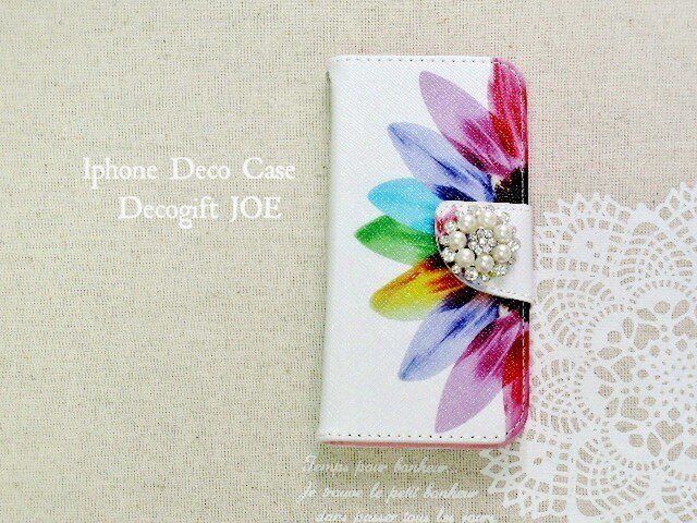 iPhoneケース Sunflower キラキラビジューつきの画像1枚目