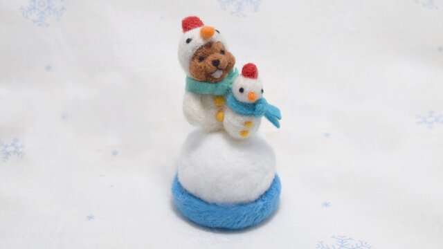 チビ雪だるまを作る雪だるまコグマの画像1枚目