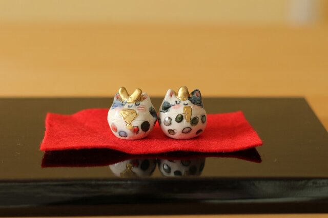 陶のねこちゃんのおひなさま。の画像1枚目