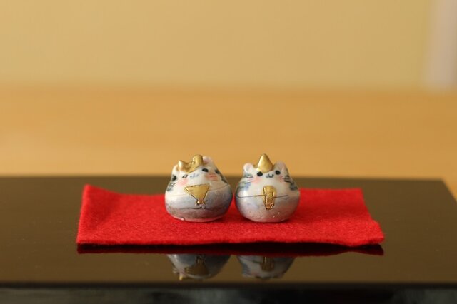 陶のねこのおひなさま。の画像1枚目
