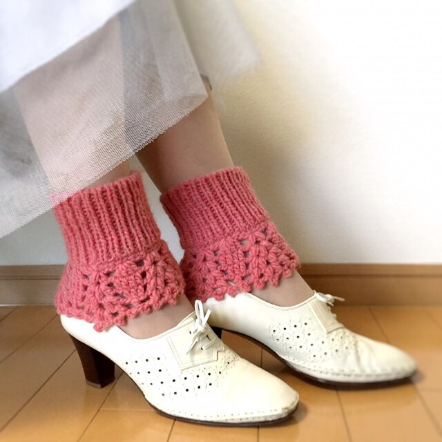 リブとクロッシェのアンクルウォーマーの画像1枚目