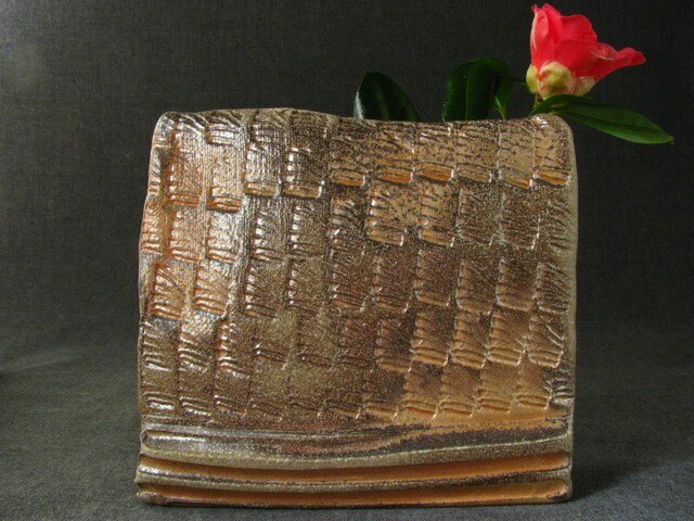 花器 陶印あり 詳細不明 丸皿 花 - 45POOL