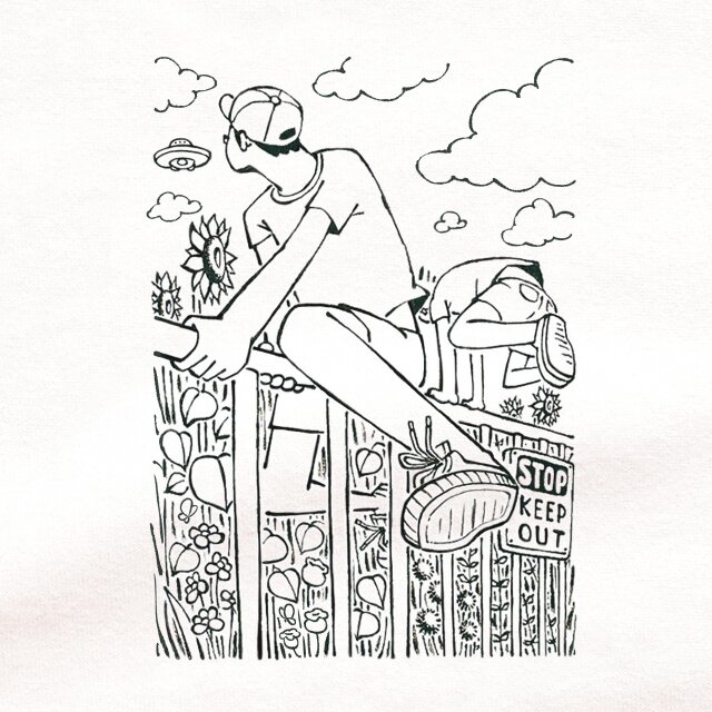 半袖Tシャツ『立入禁止の向こう』メンズ レディース ホワイト UFO