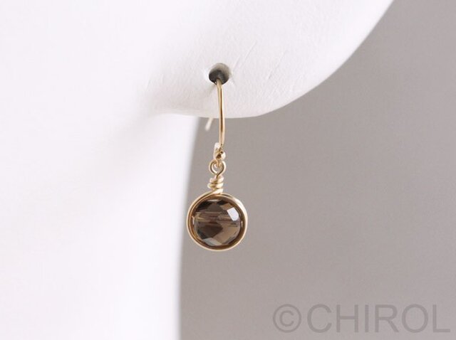 シンプル スモーキークォーツ ピアス/14kgf | iichi 日々の暮らしを