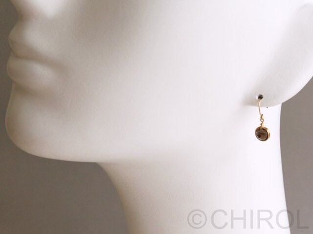 シンプル スモーキークォーツ ピアス/14kgf | iichi 日々の暮らしを