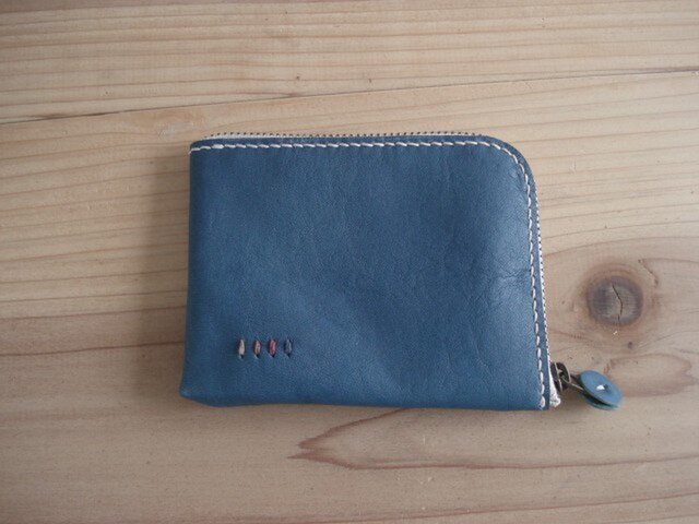 ファスナー財布 ブルー【受注製作】の画像1枚目
