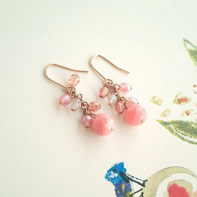 LOVE antique rose 天然石 K14GF ピアス インカローズ【ESMÉ】 | iichi