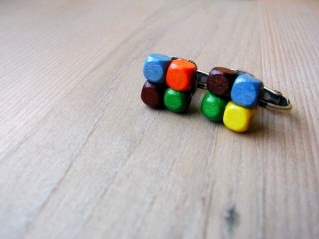 ::: Re ::: 木の飴 カラフルイヤリングの画像1枚目