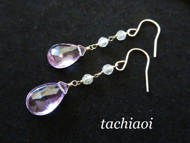 14kgf　ライトアメシスト 大粒ライトアメジストとプレナイトのピアス14kgf | iichi 日々の