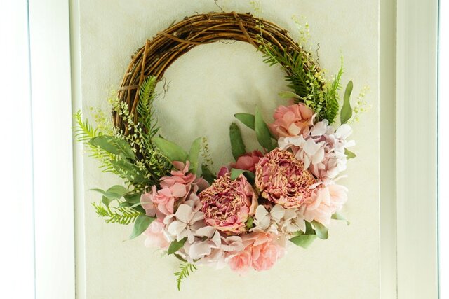 芍薬のspring wreath の画像1枚目