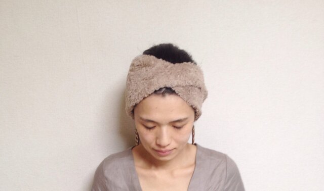 オーガニックコットン100%ボアのヘアバンドの画像1枚目