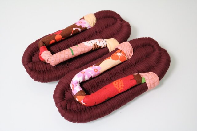 布ぞうり《茶・柄》23〜25cmの画像1枚目
