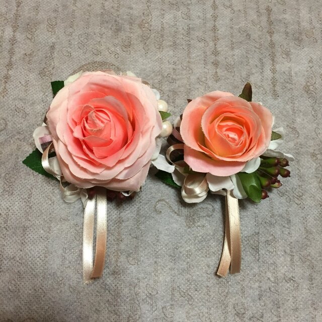親子ペアで…♡小さめピンク・ローズの2wayコサージュの画像1枚目