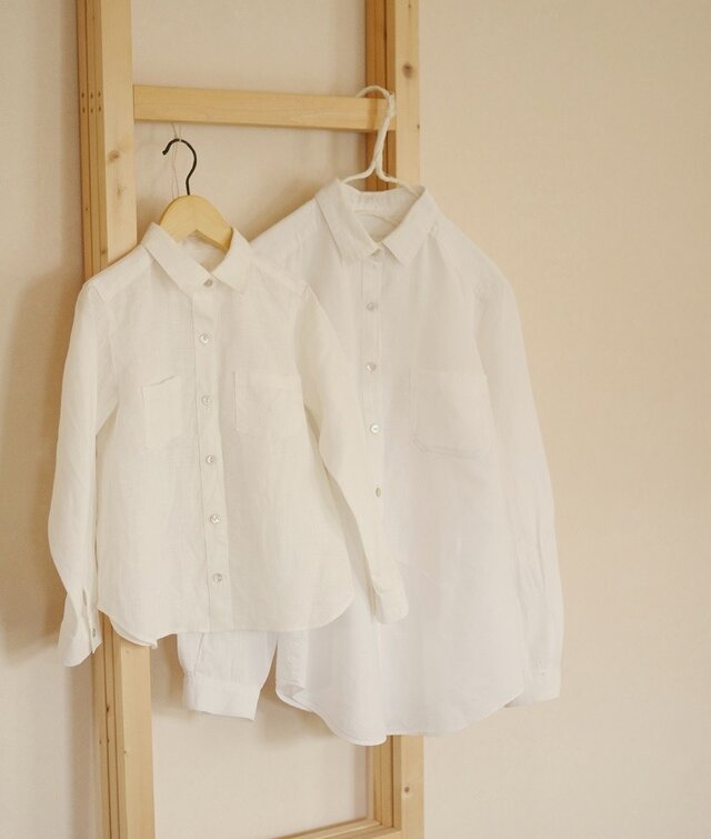 kids 120 白いリネンのシャツ | iichi 日々の暮らしを心地よくする