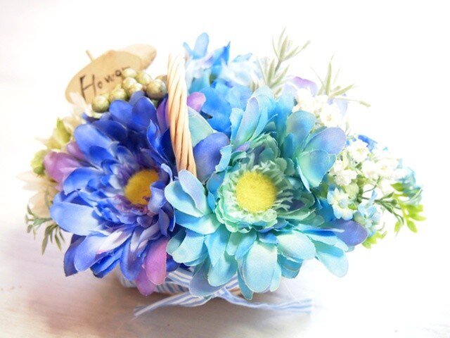 お花畑の花かご・ロマンティックブルーの画像1枚目