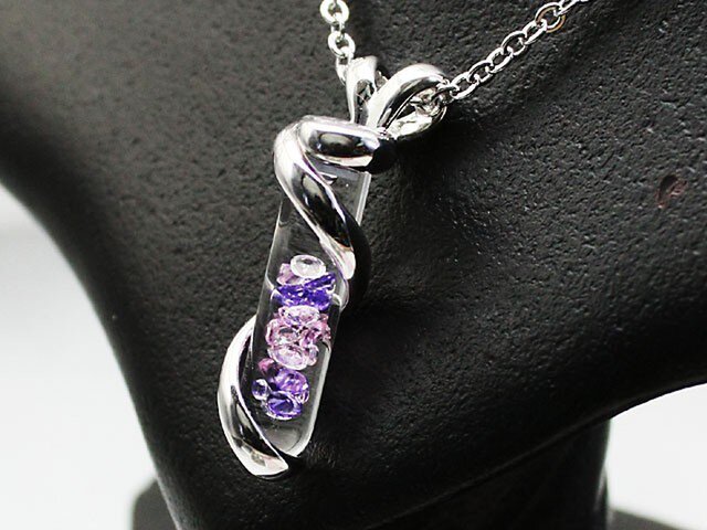 Bijou glass Silver Twister Pendant パープルローズピンクカラーの画像1枚目