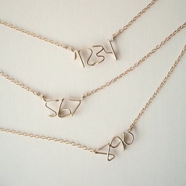 ハンドライティング数字( ナンバー ) 4ケタネックレス | iichi 日々の