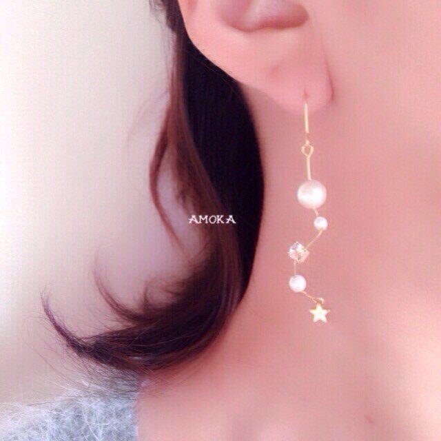 アシンメトリー shooting star ピアス/イヤリングの画像1枚目