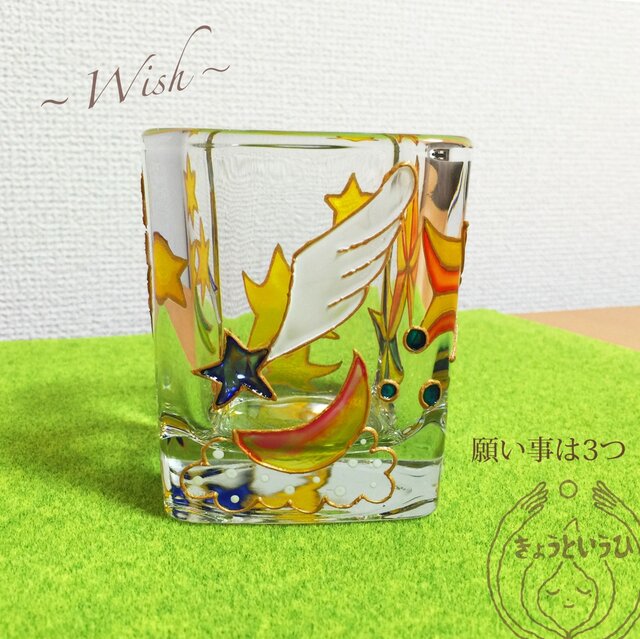 キャンドルホルダー ☆ 願い事は3つ☆ スクエア形の画像1枚目