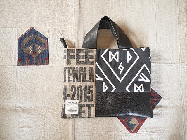 Coffee beans sackpatchwork totebag <M>の画像1枚目