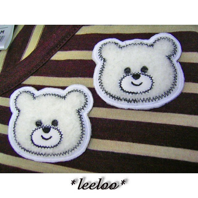 2枚セット★白くまのさん★アップリケ刺繍ワッペン★アイロン接着★