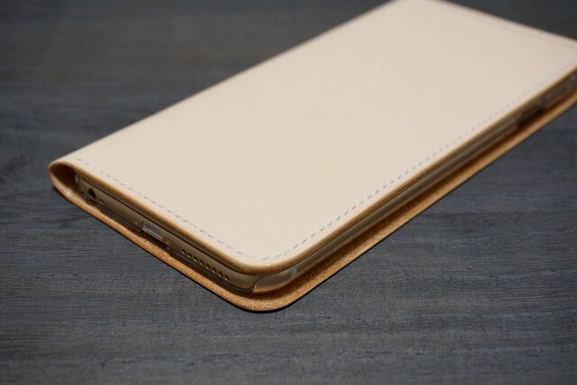 牛革 iPhone6Plus/6sPlusカバー ヌメ革 レザーケース 手帳型 ナチュラルカラーの画像1枚目
