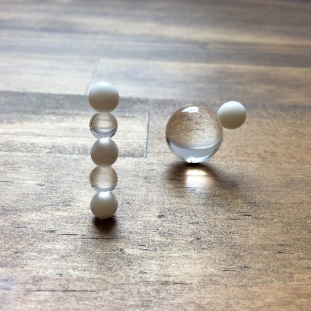 ⚪︎⚪︎⚪︎と〇⚪︎ピアスwhite+clear【ガラスピアス】【ガラスイヤリング】の画像1枚目