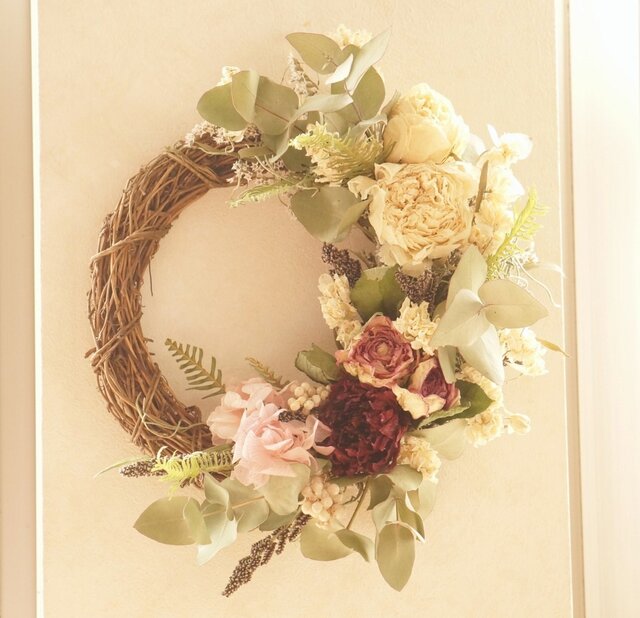 芍薬のspring wreathの画像1枚目