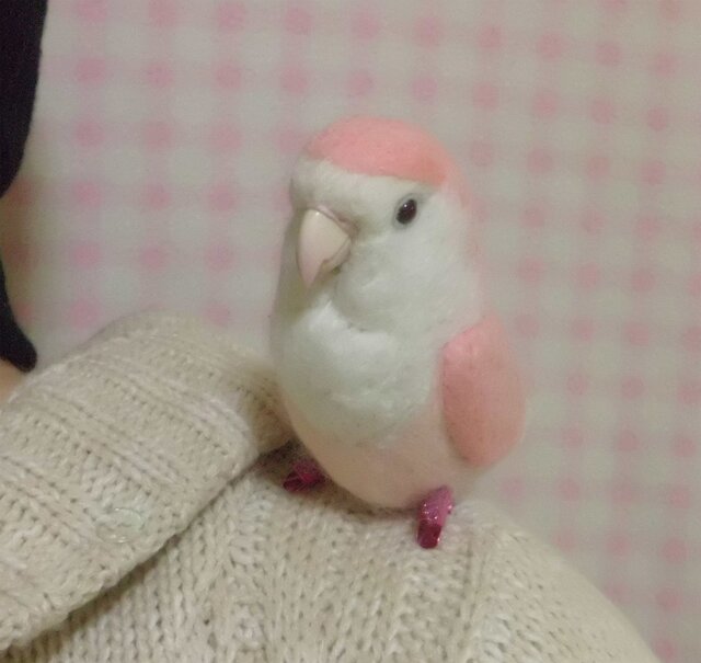 羊毛インコクリップ コザクラインコ ホワイトフェイスピンク